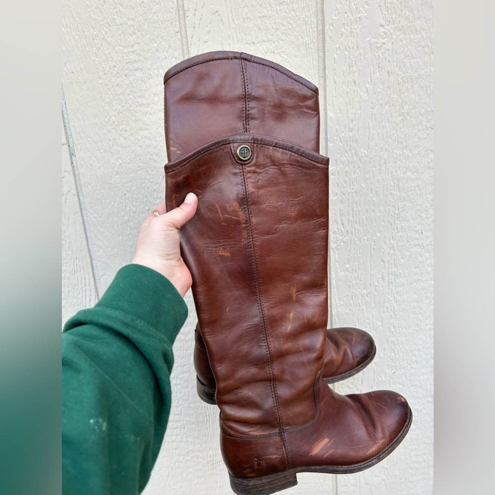 Frye Company Melissa Button 2 Lug Tall Boots - Mahogany